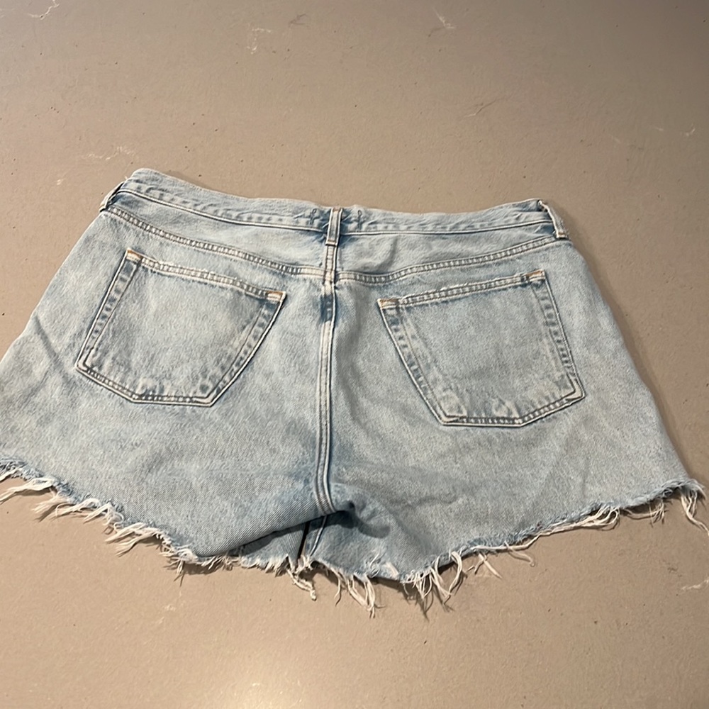 Agolde Light Blue Distressed Denim Shorts - Picture 4 of 4